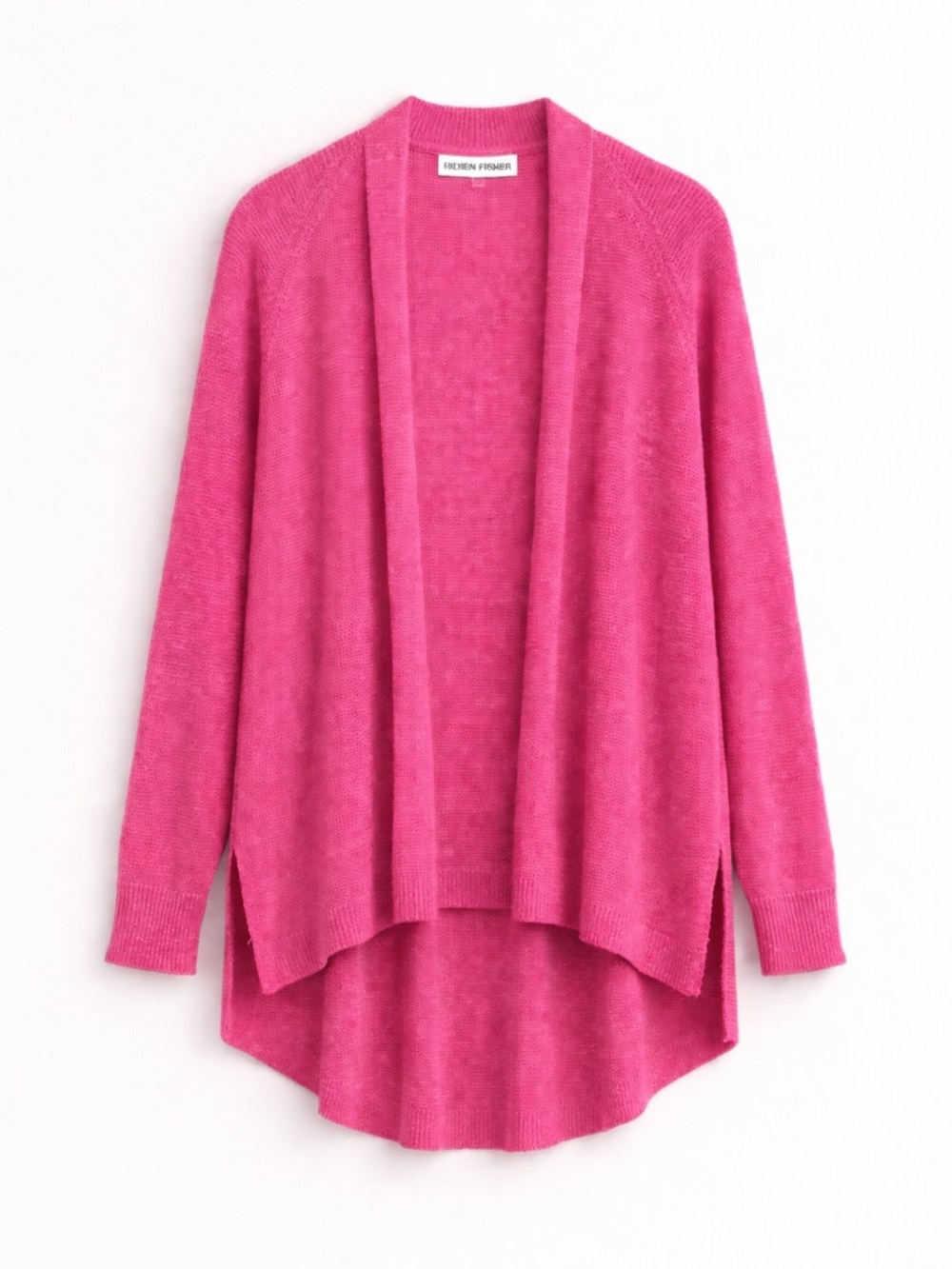 Eileen Fisher Organic Linen Cardigan | Pink High Low Open Front | Size 2X